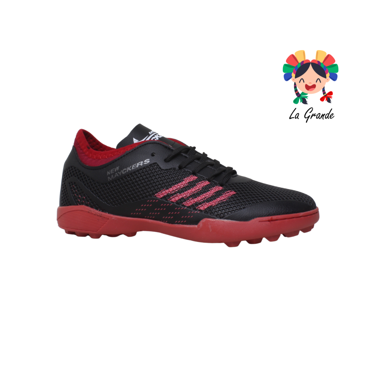 1238 MAYCKERS Negro Rojo Sintetico Tenis De Futbol Rapido para Joven Zapateria la Grande