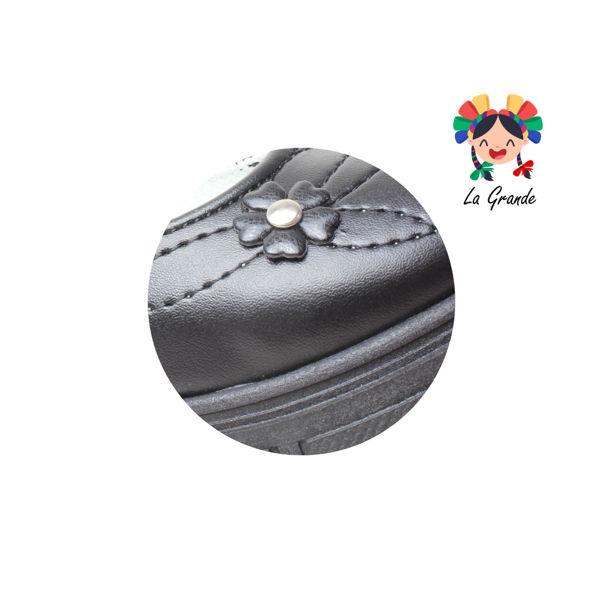 123 GABRIELA Negro Sintético Zapato Escolar con Suela Kity para Niña