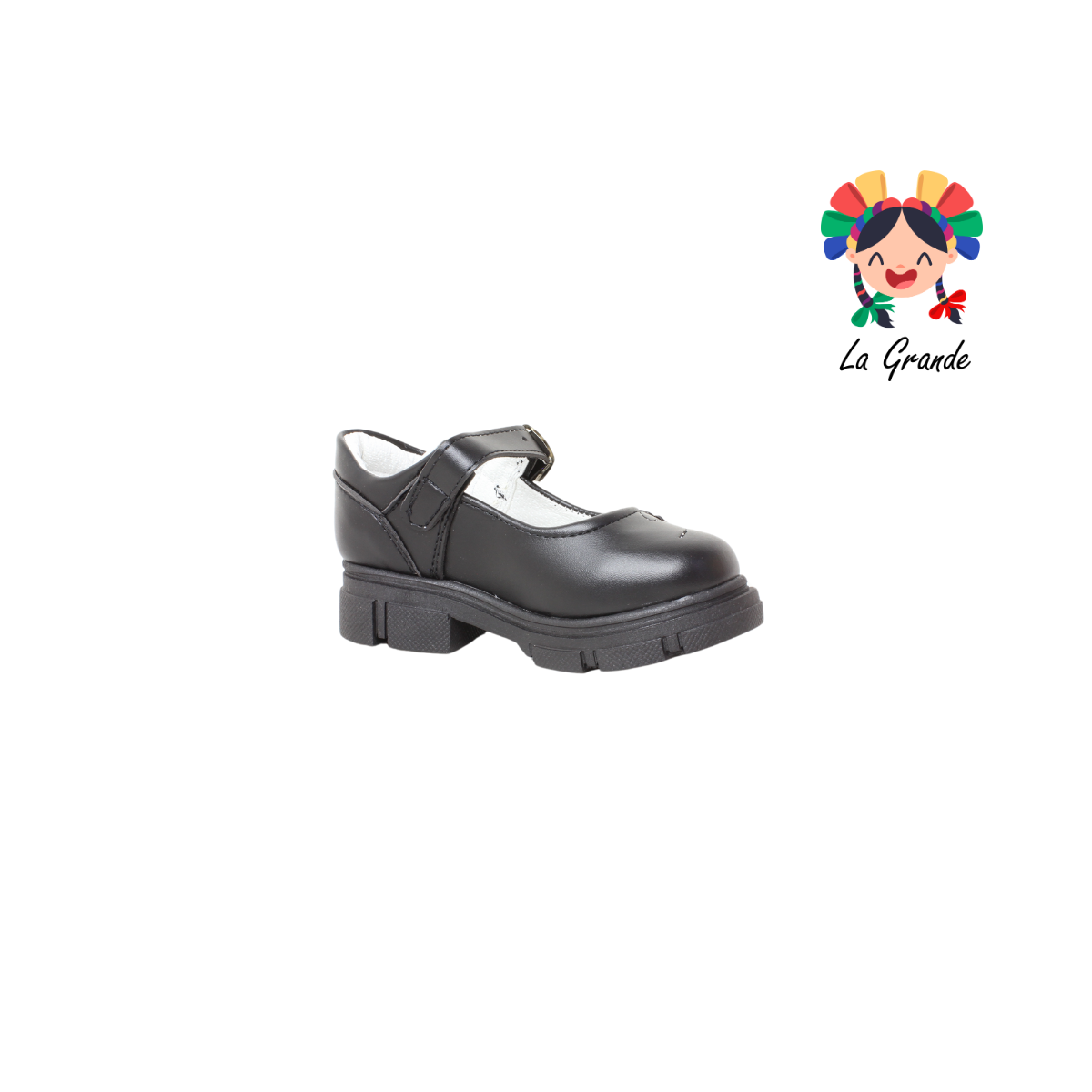 123 GABRIELA Negro Sintético Zapato Escolar con Suela Kity para Niña