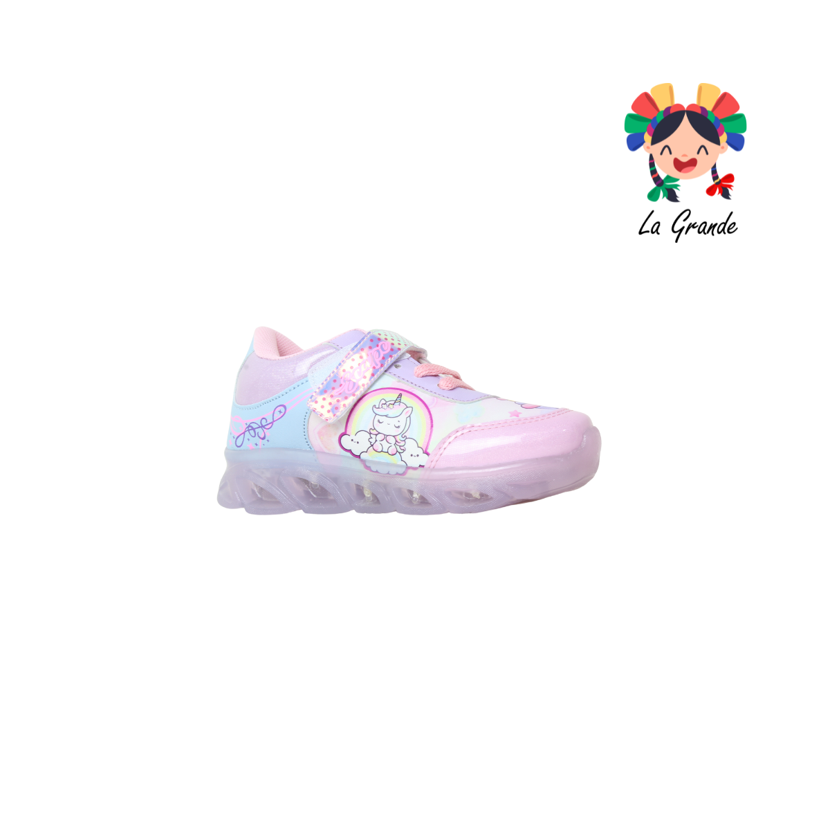 091 UNIC SCAPE Glitter Rosa Sintético Tenis de Luces para Niña