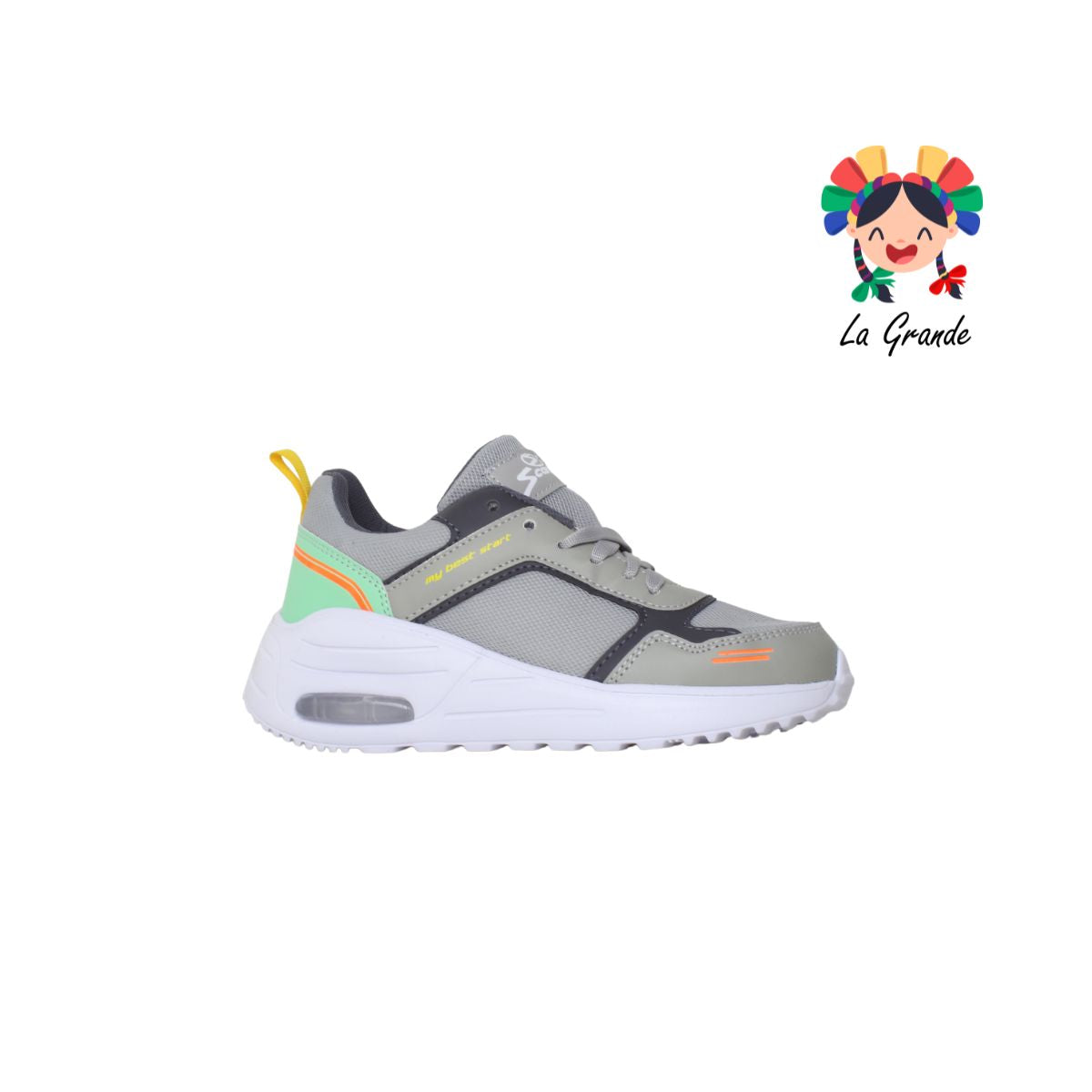 R5058 SCARE Gris Amarillo Multicolor Tenis Deportivo de Válvula para Dama y Joven