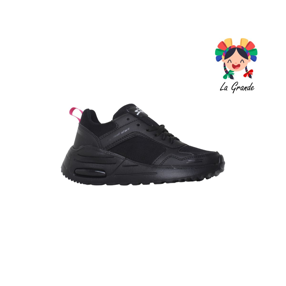 R5058 SCARE Negro Negro Tenis Deportivo de Válvula para Dama