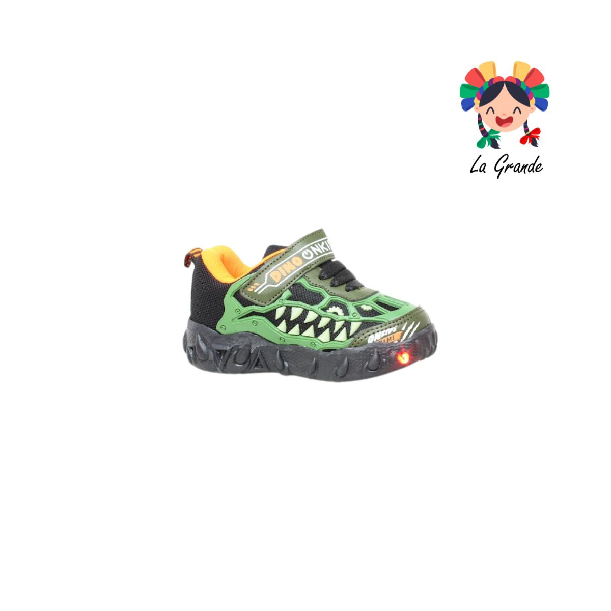 125 ESQUELETO ON KIDS Verde Naranja Sintético Tenis de Luces para Niño