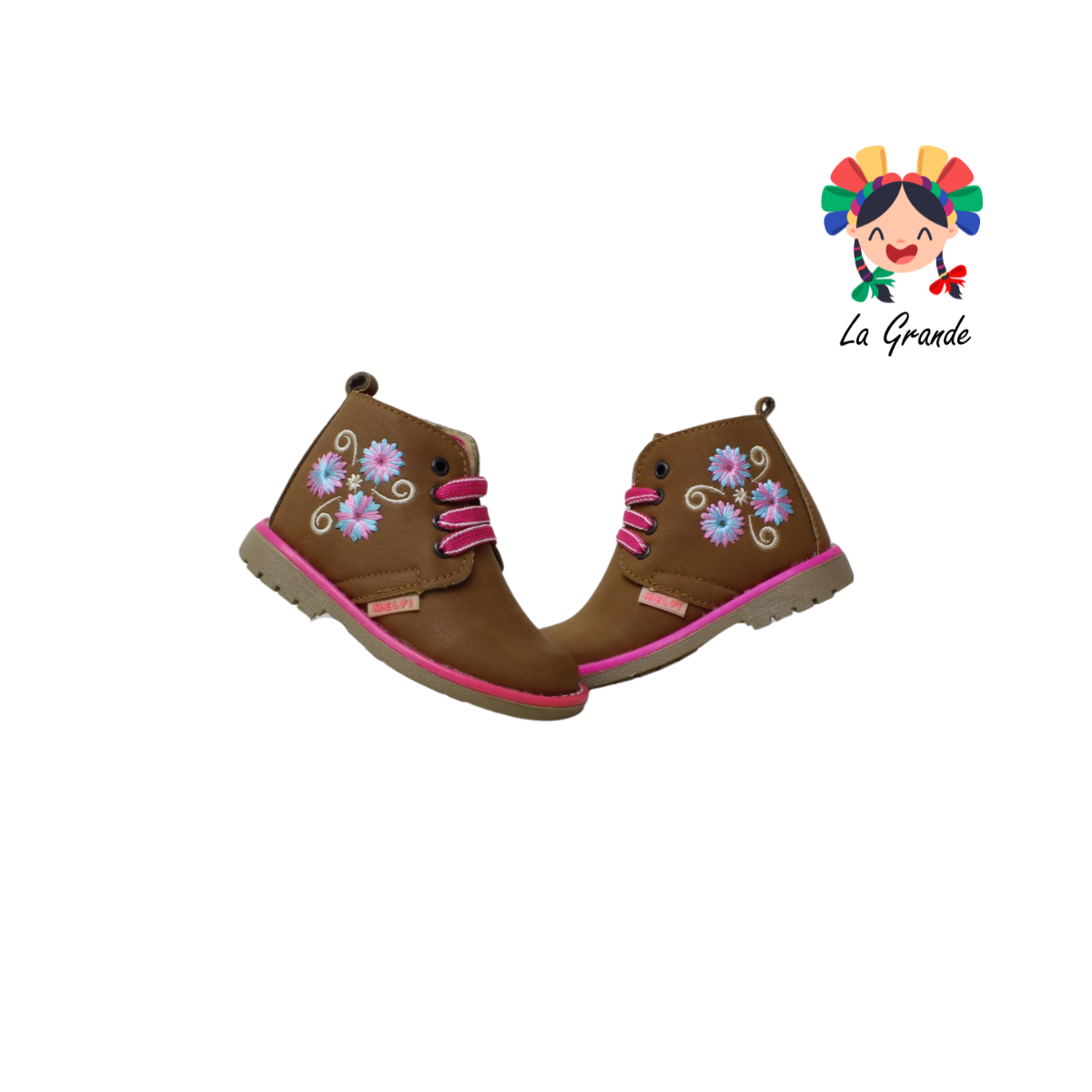 125 MELFI Miel Nobuck Bota Casual Floreada para Bebé