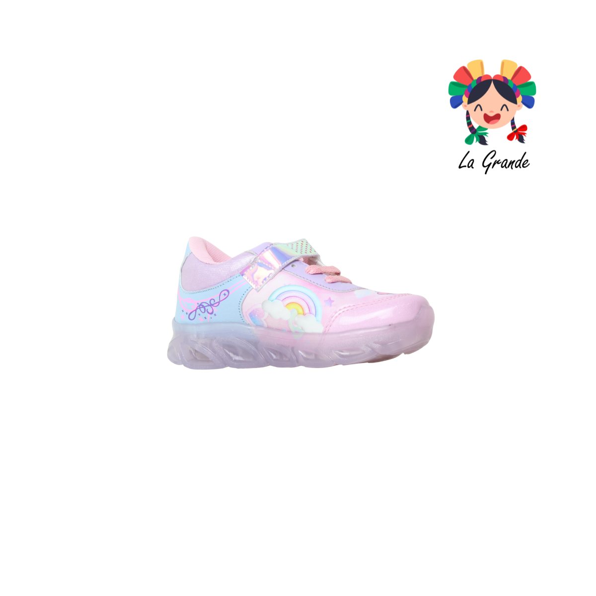 091 UNIC SCAPE Glitter Rosa Sintético Tenis de Luces para Niña