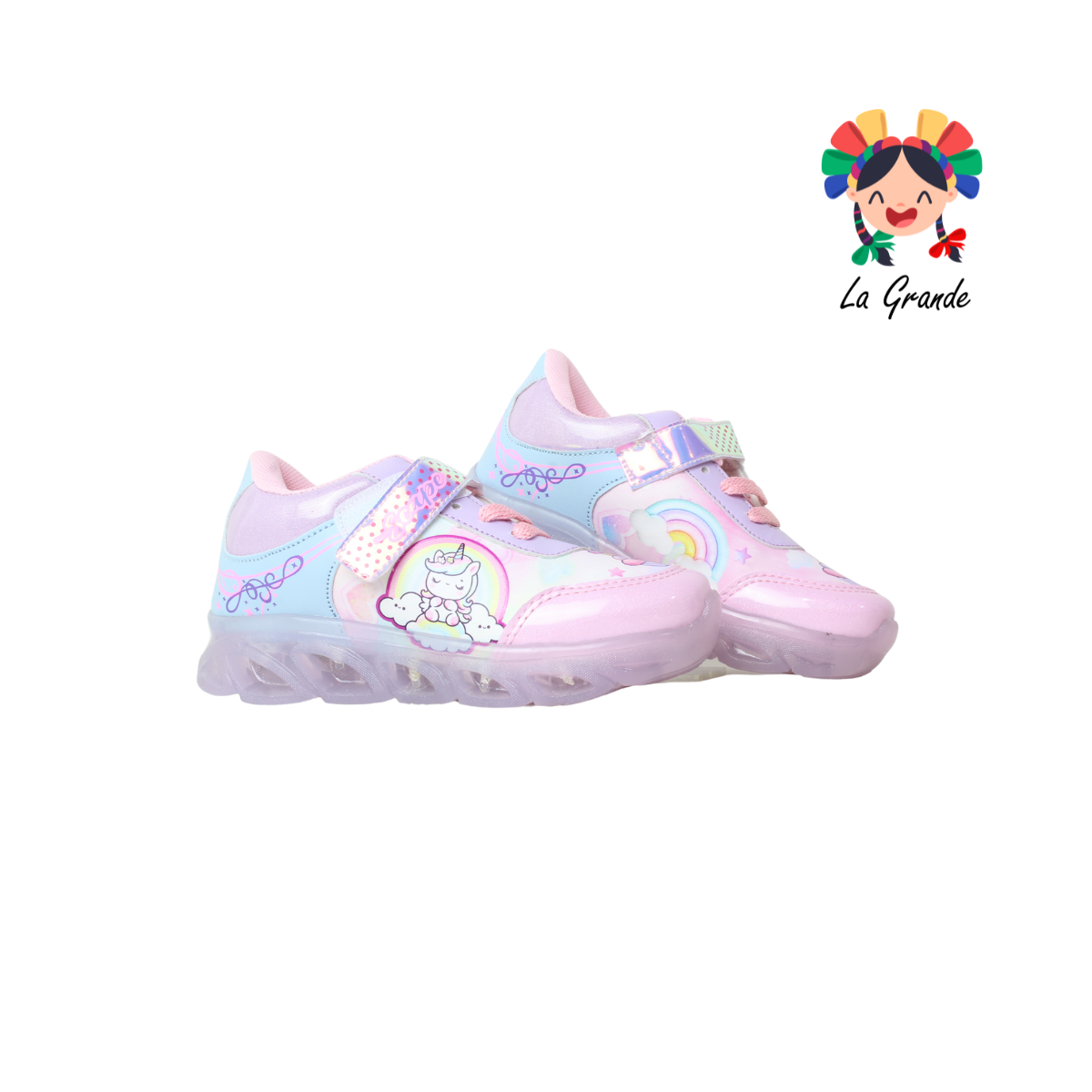 091 UNIC SCAPE Glitter Rosa Sintético Tenis de Luces para Niña