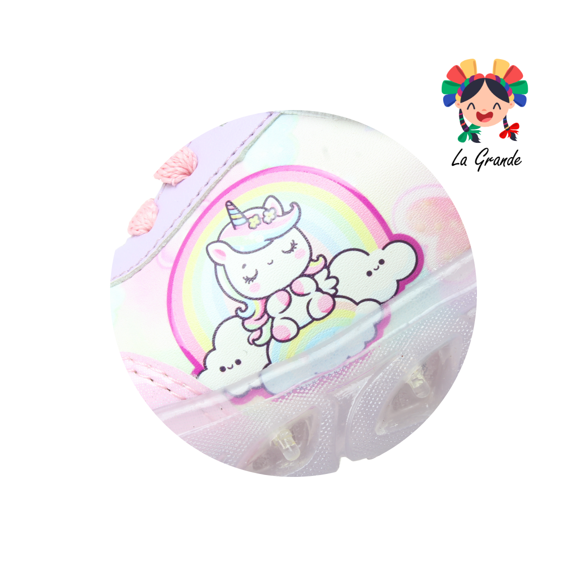 091 UNIC SCAPE Glitter Rosa Sintético Tenis de Luces para Niña