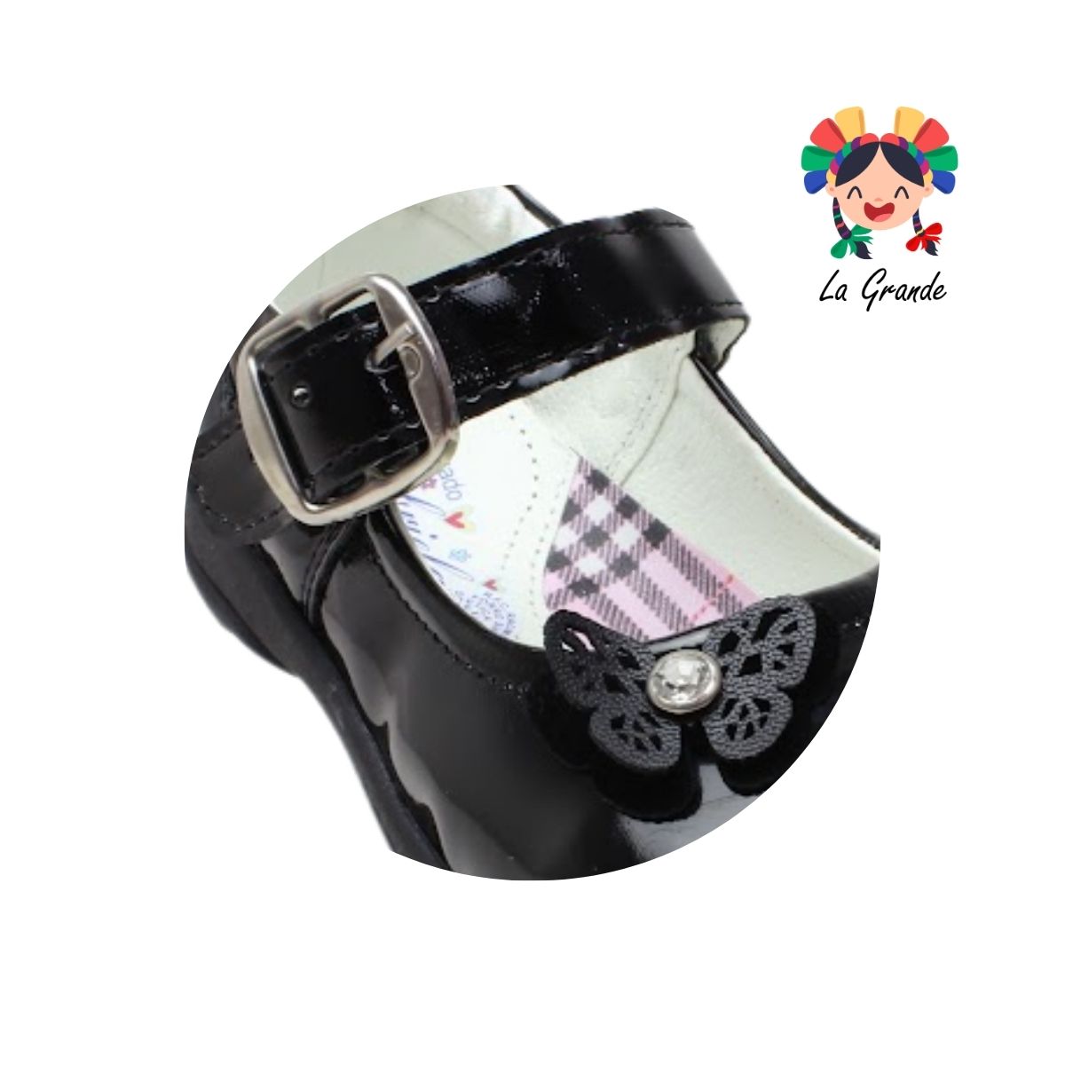 130-1 GABRIELA Negro Charol Zapato Escolar con Suela Givsa para Niña