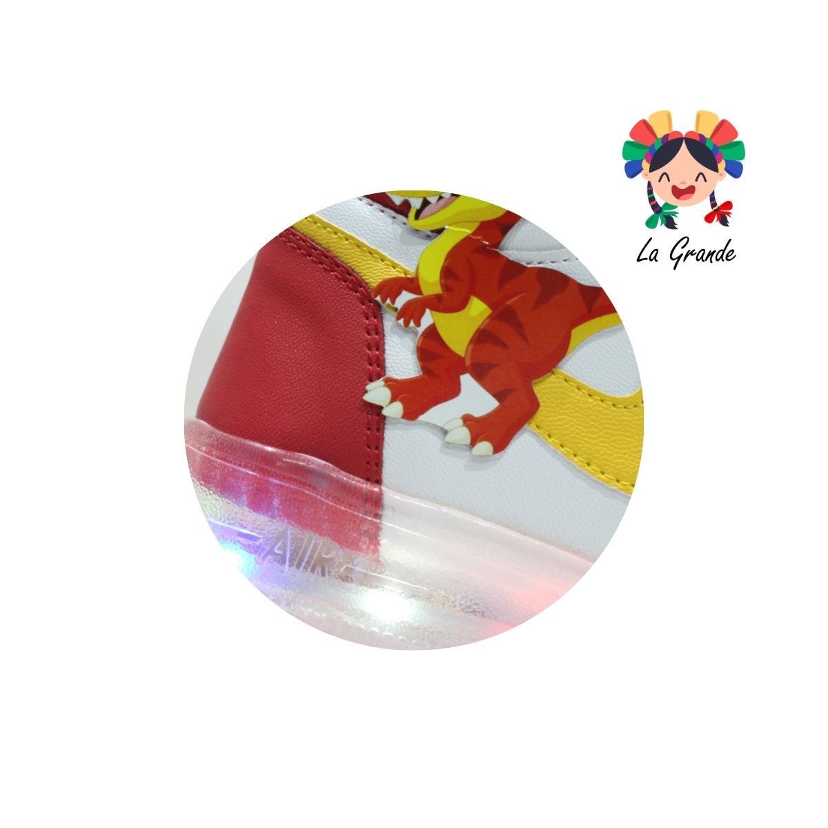 13000 PAOLA RAMIREZ Blanco Rojo Sint Tenis Casual con Luz Led para Niño y Niña