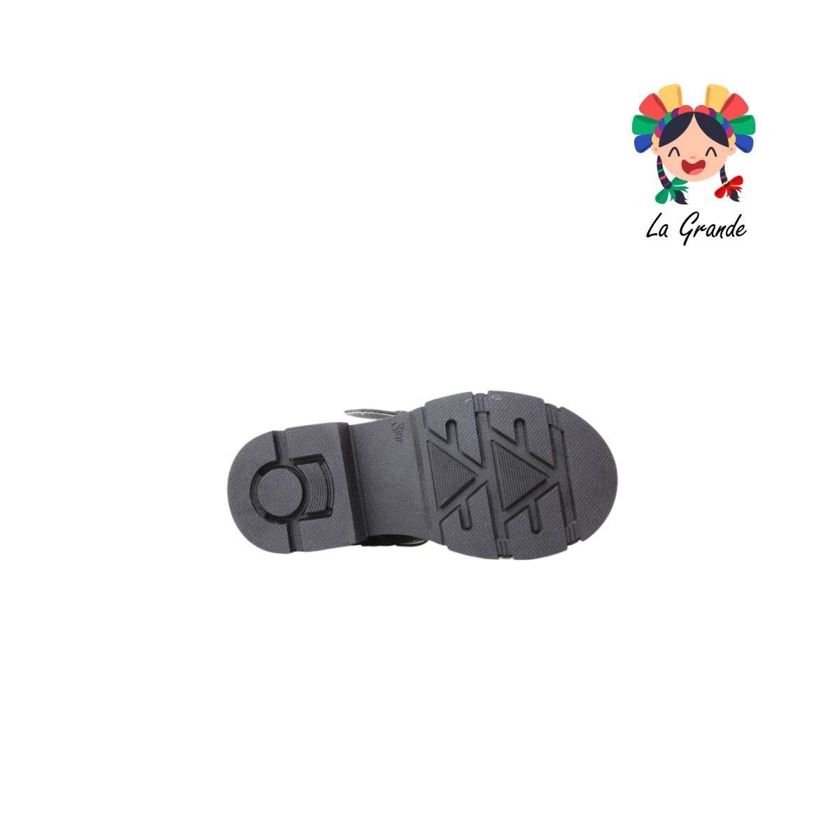 130 GABRIELA Negro Sintético Zapato Escolar con Suela Kitty para Niña