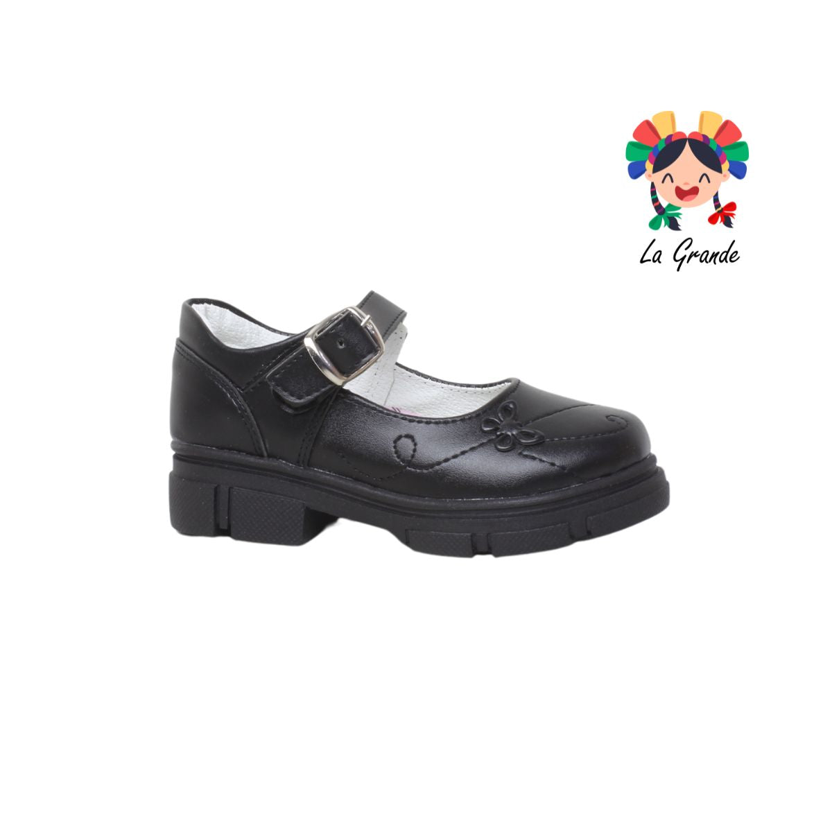 131 GABRIELA Negro Sintético Zapato Escolar con Suela Kity para Niña