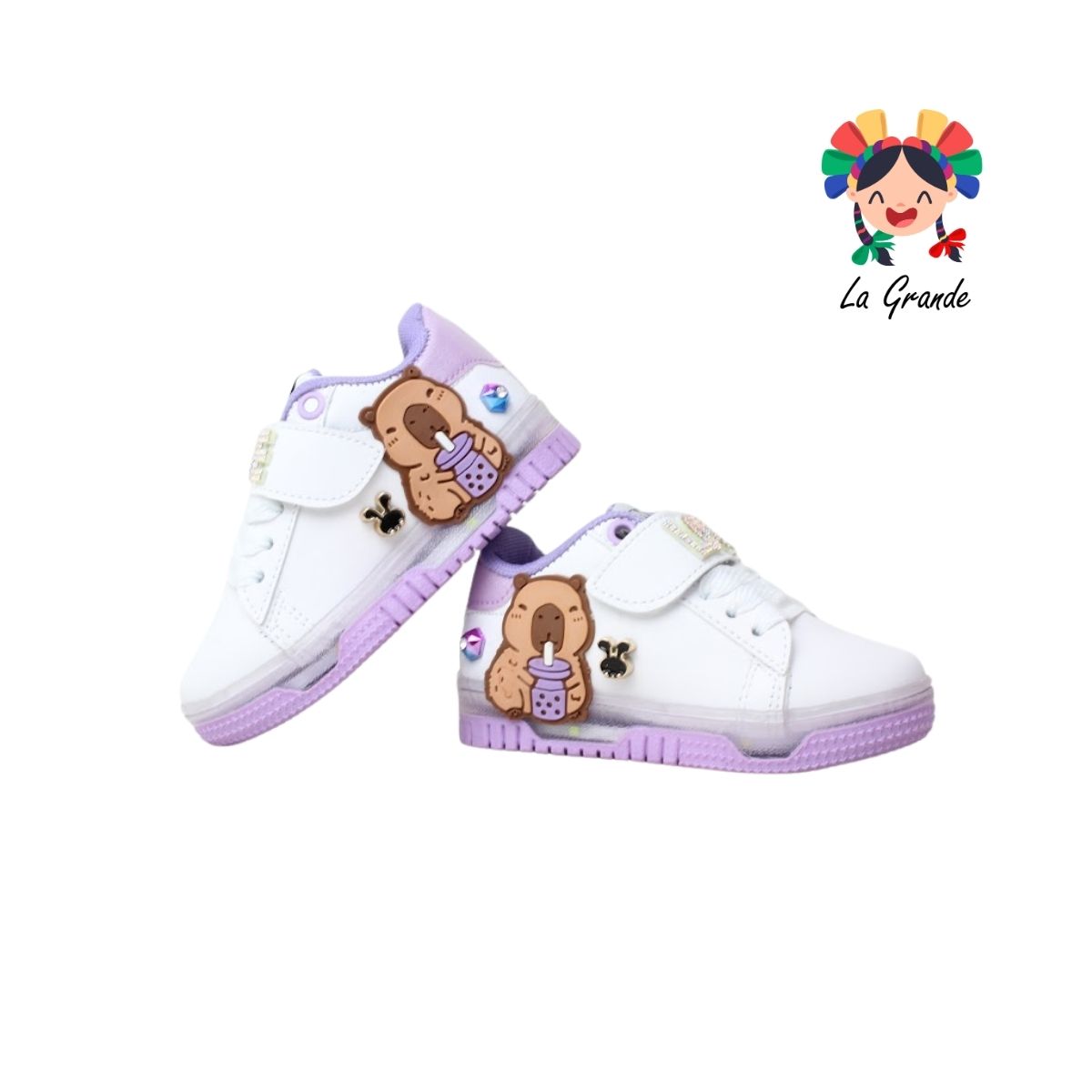 1320 Capiba WINS Blanco Lila Sint Tenis Casual con Luz Led para Niña