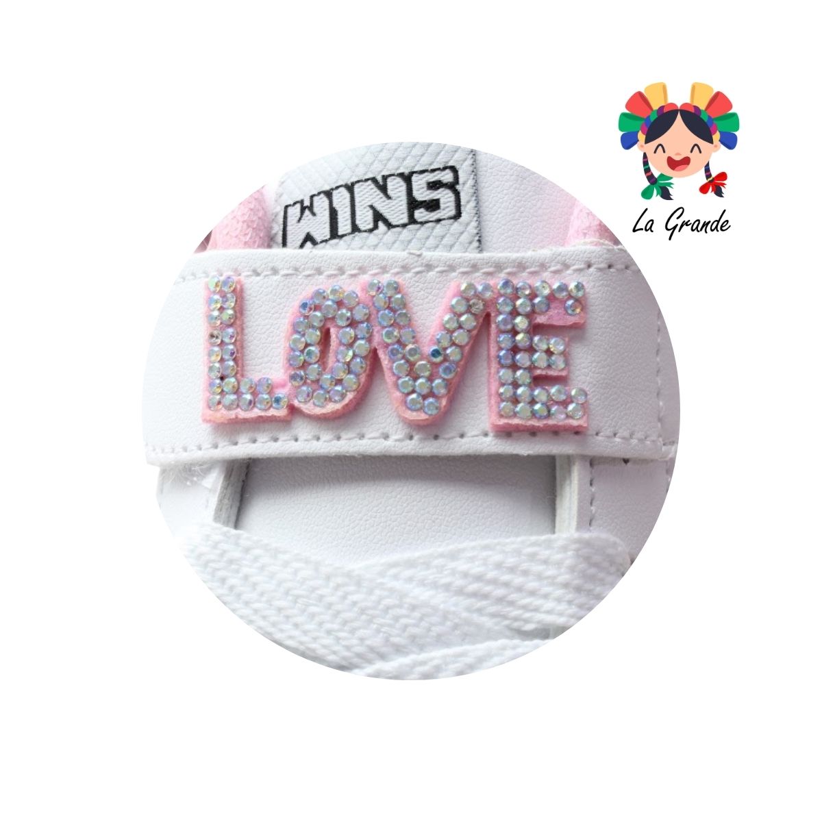 1320 Capiba WINS Blanco Rosa Sint Tenis Casual con Luz Led para Niña