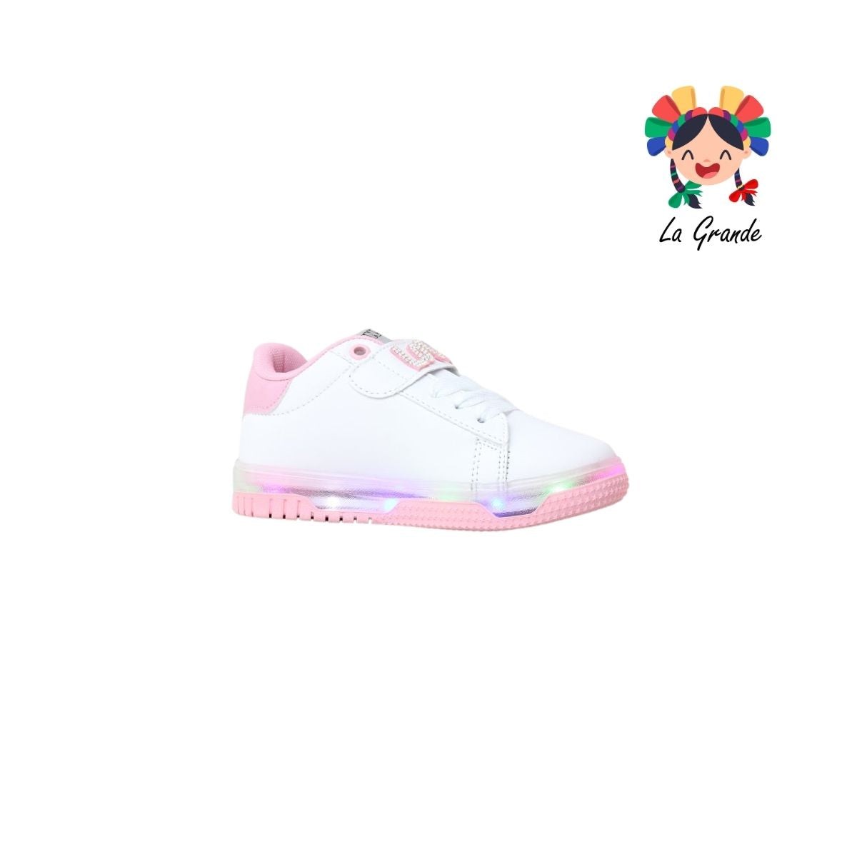 1320 Capiba WINS Blanco Rosa Sint Tenis Casual con Luz Led para Niña