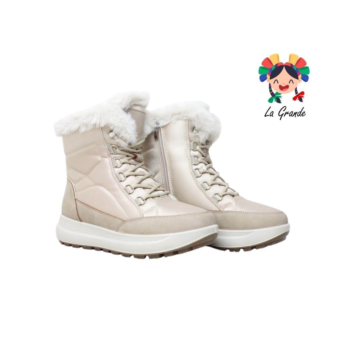 132K SHOSH Beige Bota Afelpada Invernal para Dama