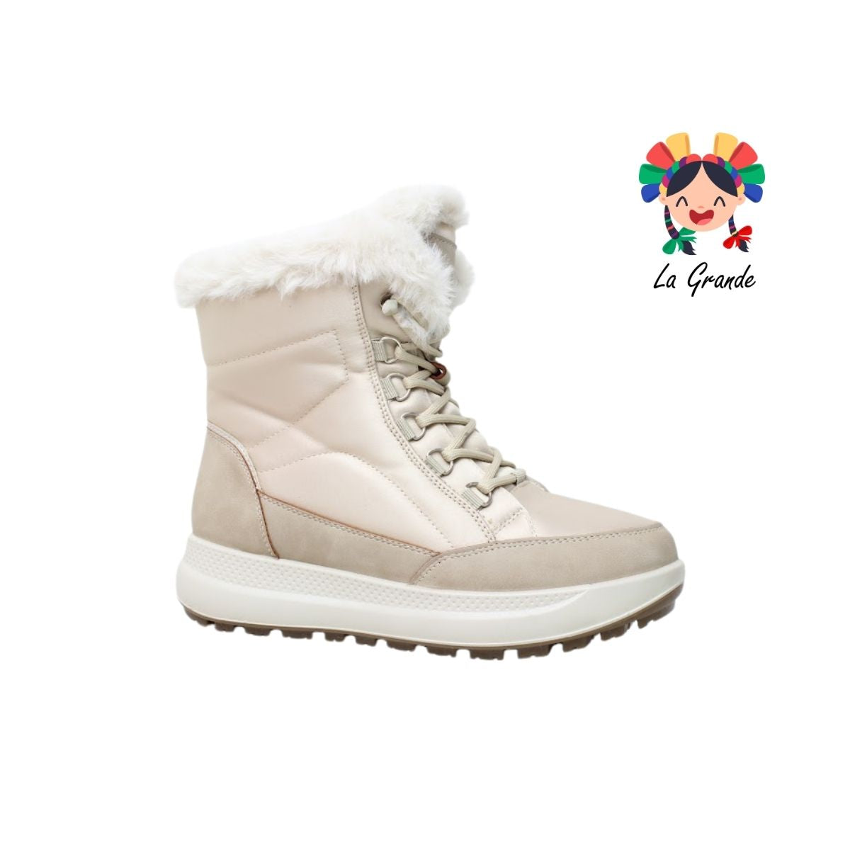 132K SHOSH Beige Bota Afelpada Invernal para Dama