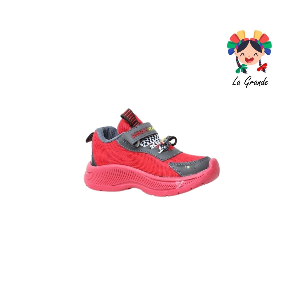 133 ON KIDS Rojo Oxford Carro Sint Tenis Choclo con Luces Led para Niño