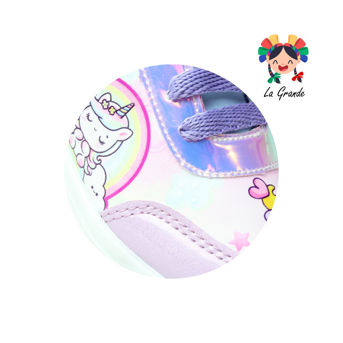 091 UNIC SCAPE Glitter Lila Sintético Tenis de Luces para Niña
