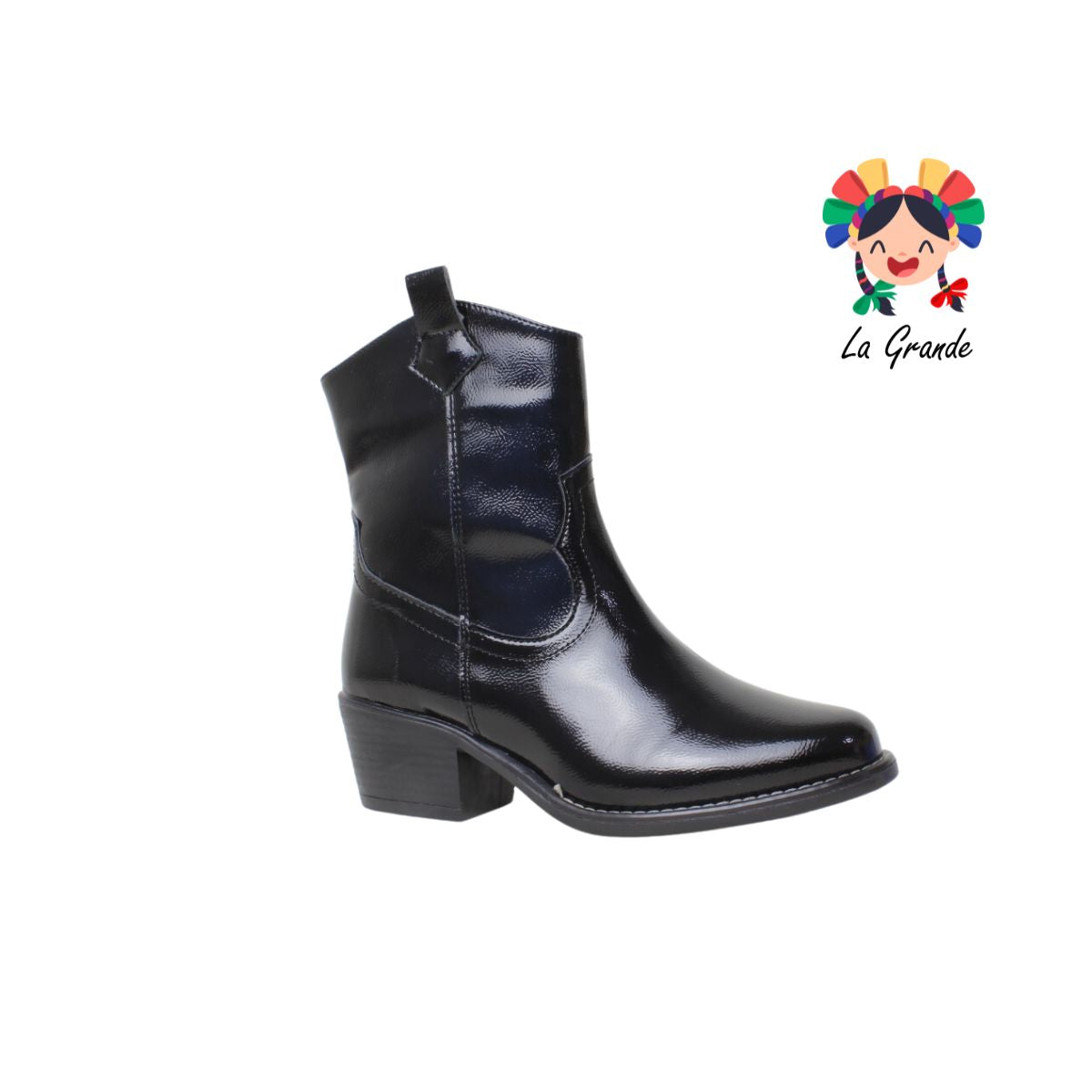 1392 DOMINIQ Negro Charol Bota Vaquera para Dama