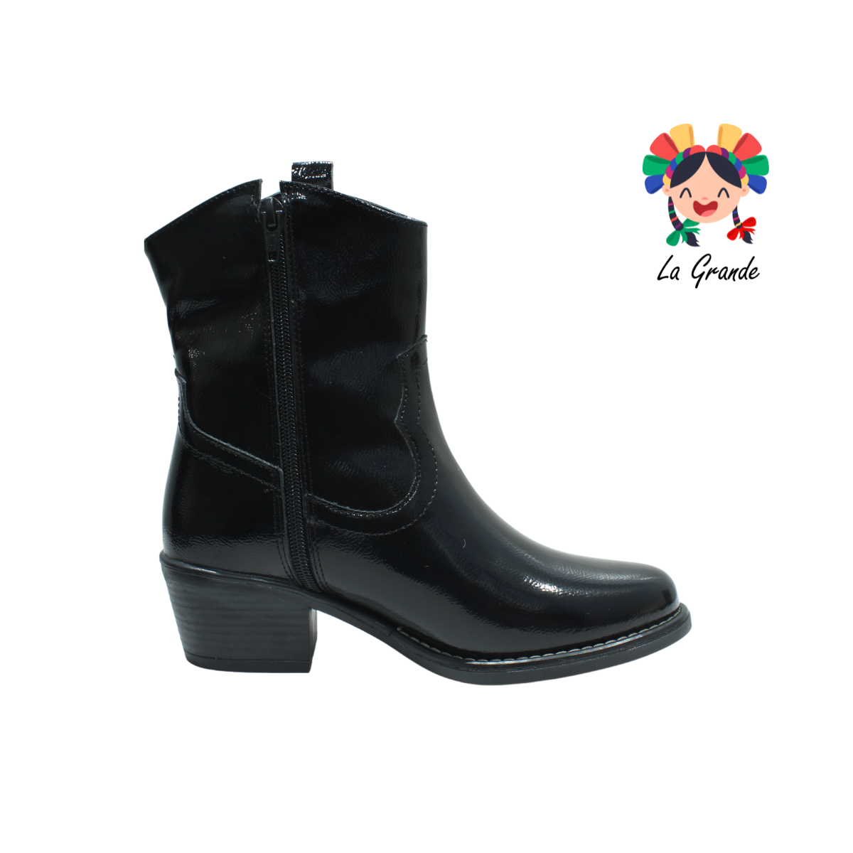 1392 DOMINIQ Negro Charol Bota Vaquera para Dama