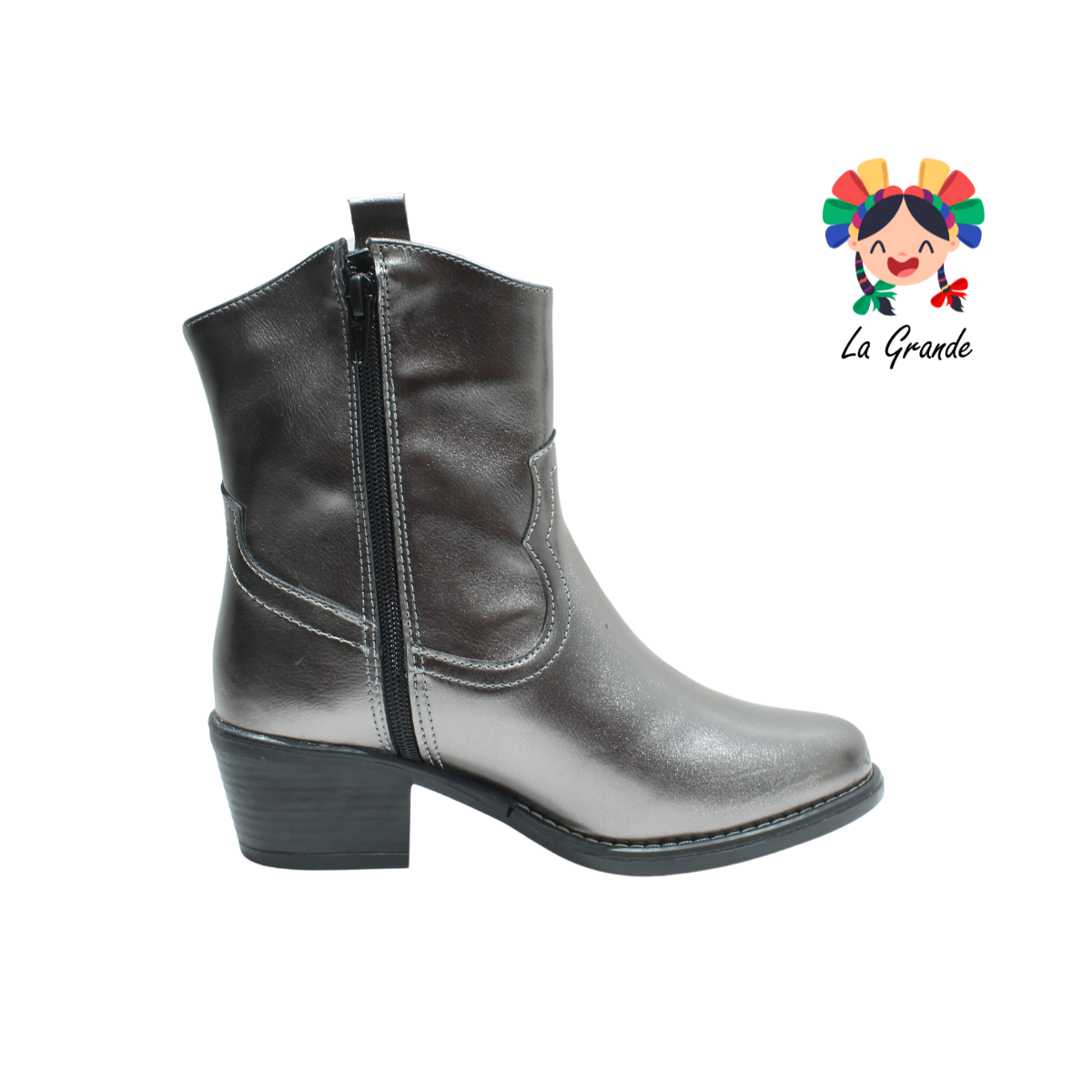 1392 DOMINIQ Plomo Charol Bota Vaquera para Dama