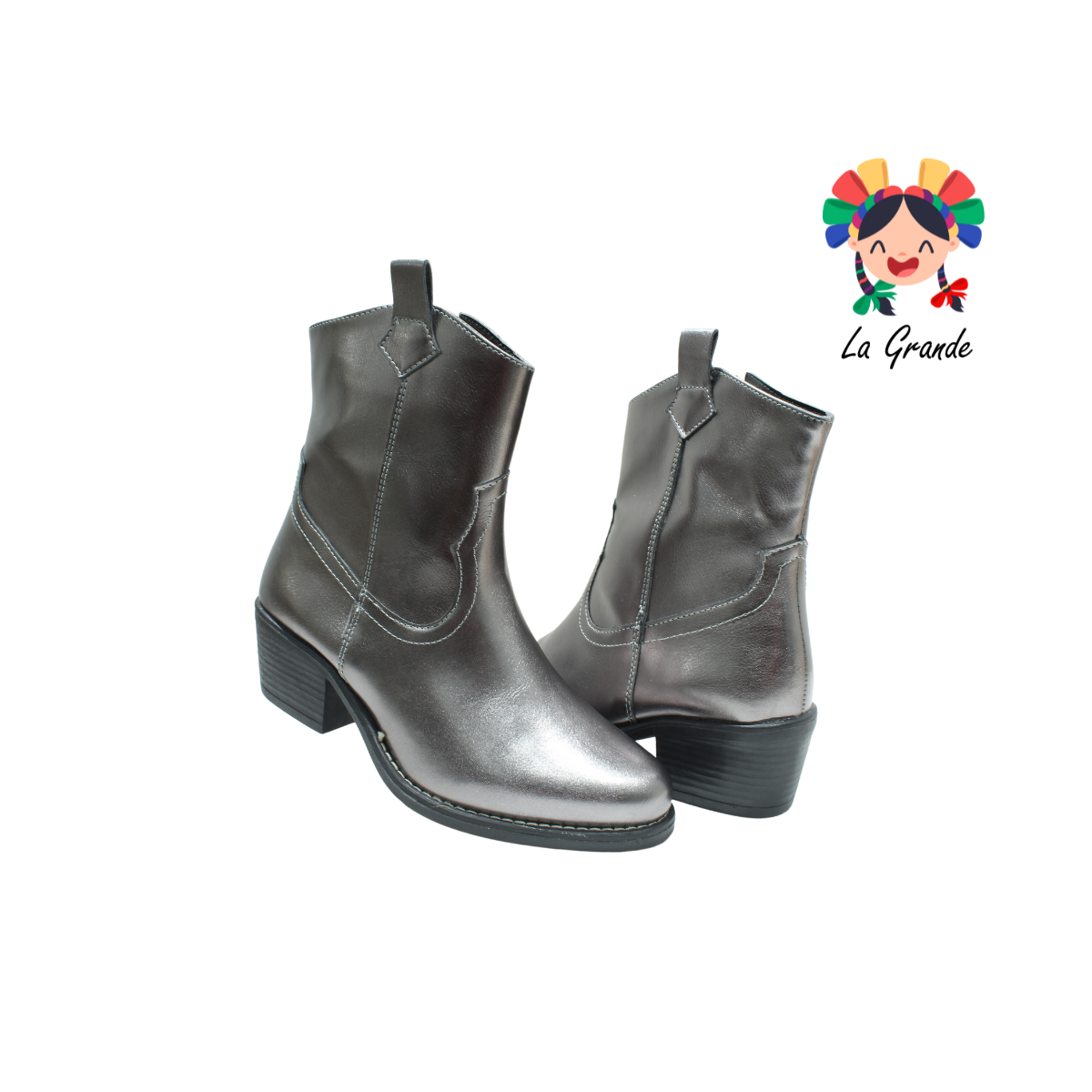 1392 DOMINIQ Plomo Charol Bota Vaquera para Dama