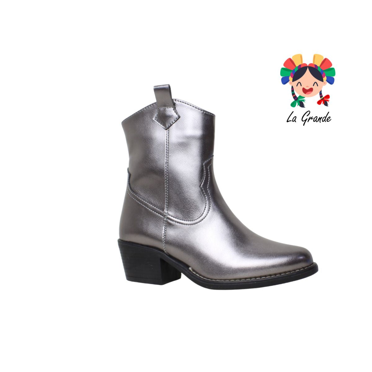 1392 DOMINIQ Plomo Charol Bota Vaquera para Dama