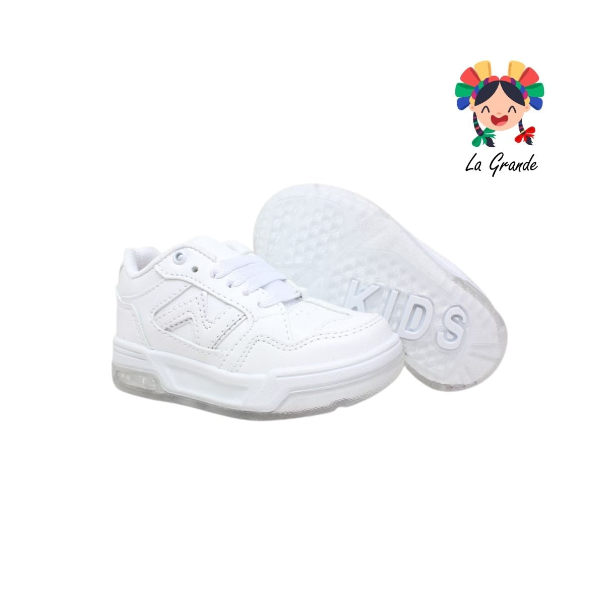 14000 FIRST Blanco Blanco Sintético Tenis Escolar para Niña y Niño