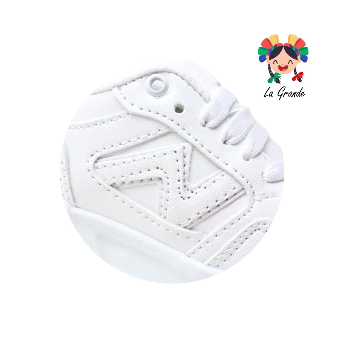 14000 FIRST Blanco Blanco Sintético Tenis Escolar para Niña y Niño