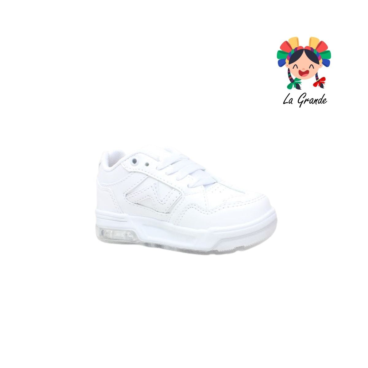 14000 FIRST Blanco Blanco Sintético Tenis Escolar para Niña y Niño