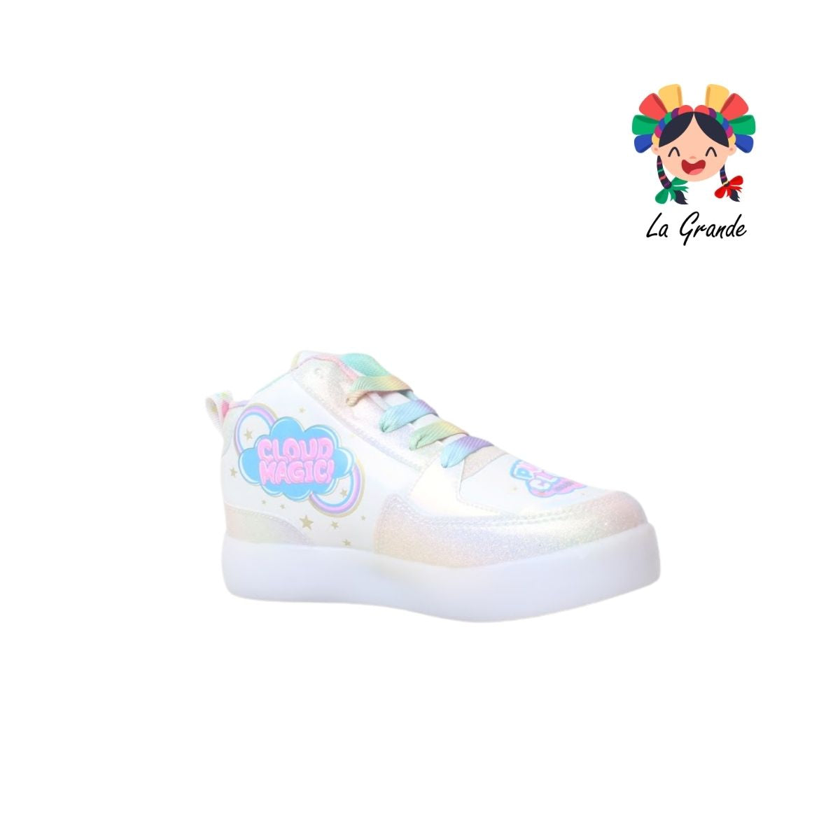 140 NUBE ON KIDS Blanco Multicolor Tenis Casual con Luz Led para Niña