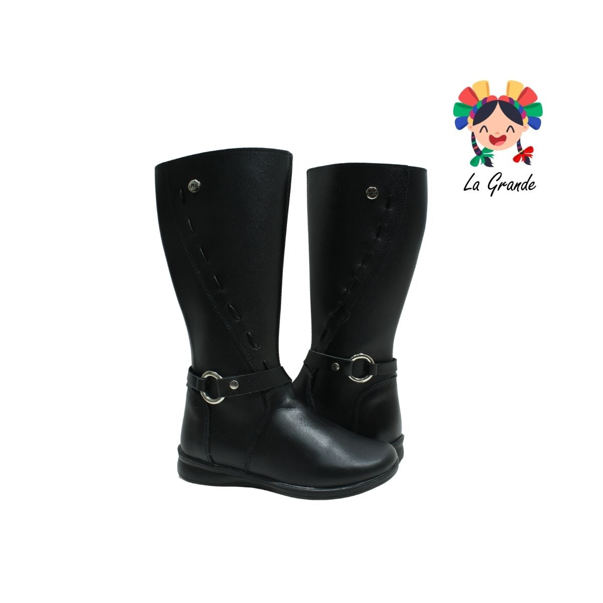 1412 MUJER BONITA Negro Sint Bota Alta para Niña