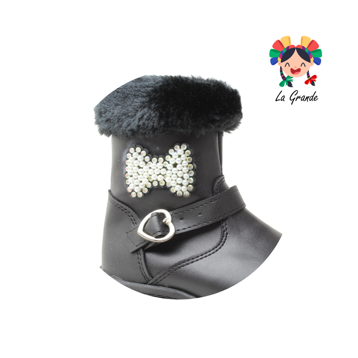 150 ERANDI Negro Napa Bota con Peluche para Niña