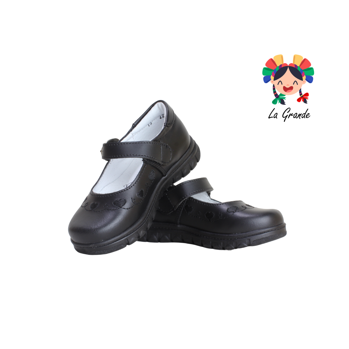 1538-B MUJER BONITA Negro Oscaria Zapato Escolar para Niña