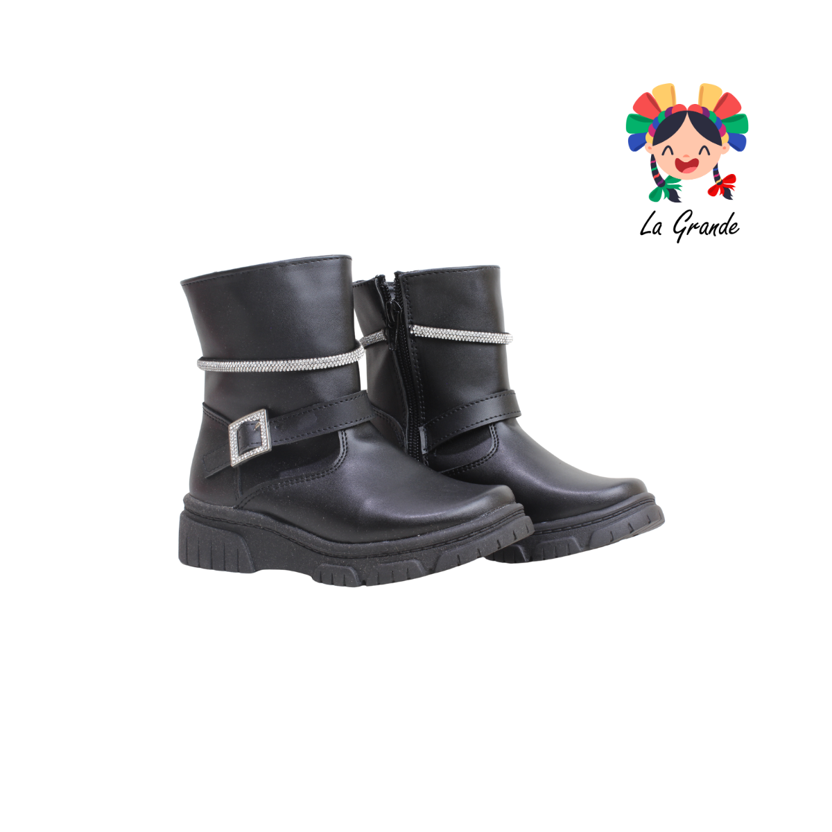 154 ERANDI Negro Napa Bota Casual para Niña