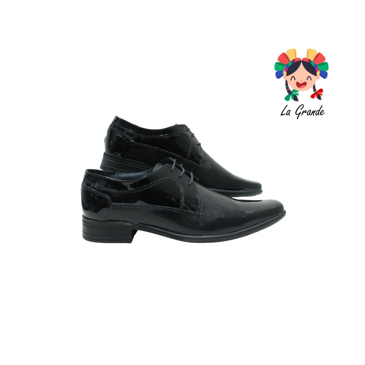 155P PARRANDEROS Negro Piel Zapato Casual de Charol para Caballero