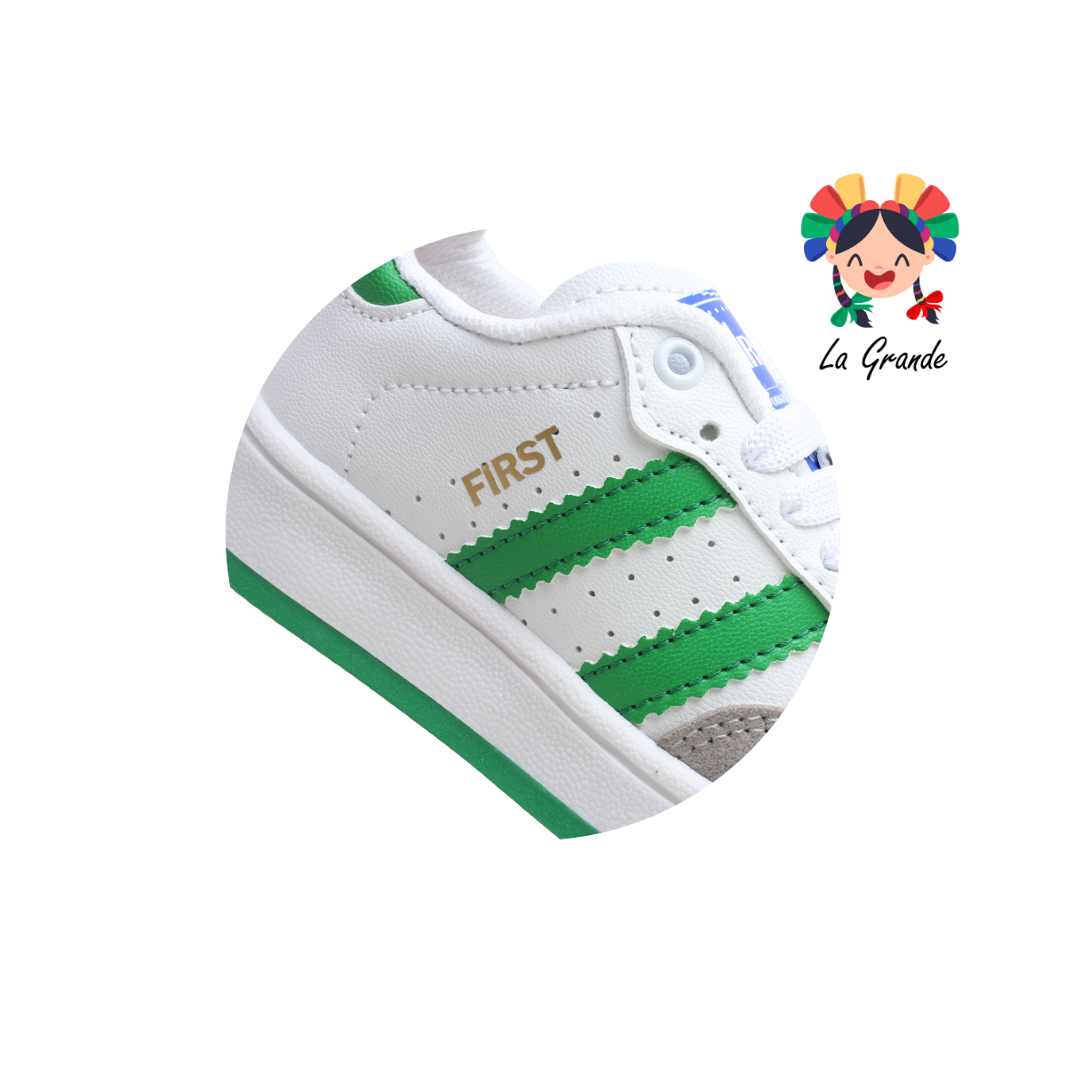 16000 FIRST Bco Gris Vde Sint Tenis Casual para Bebé, Niña y Niño