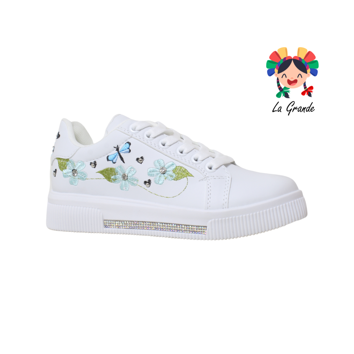 1601 FRIDAYS Blanco Sint Tenis Escolar con Bordado para Dama