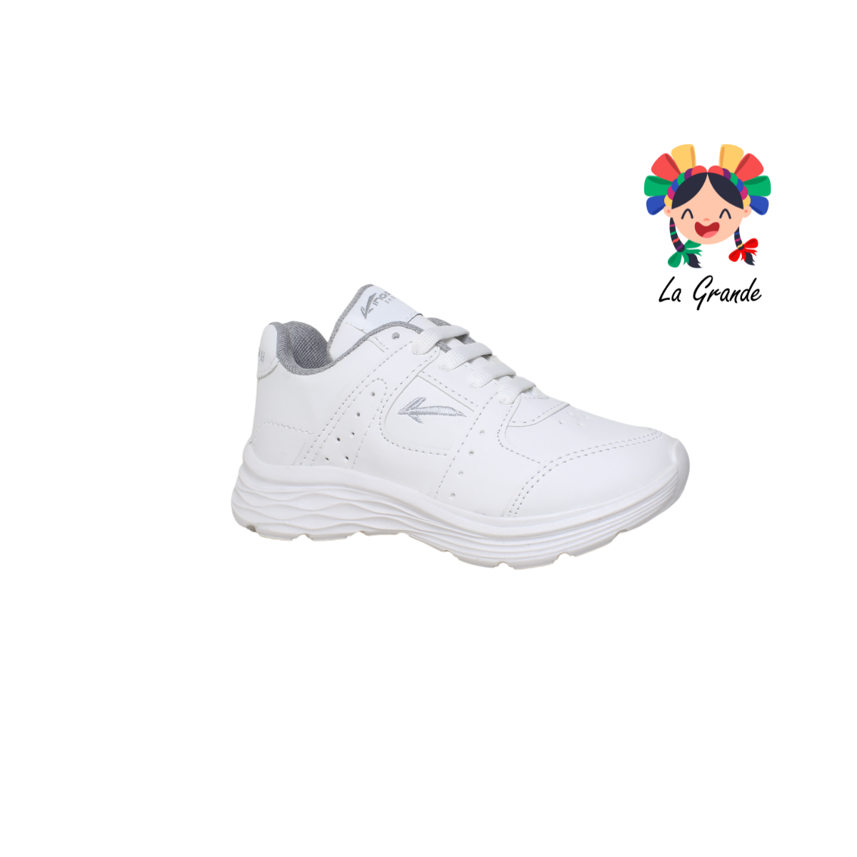 1650 KINGS-LU Blanco Gris Sint Tenis Escolar para Niña y Niño