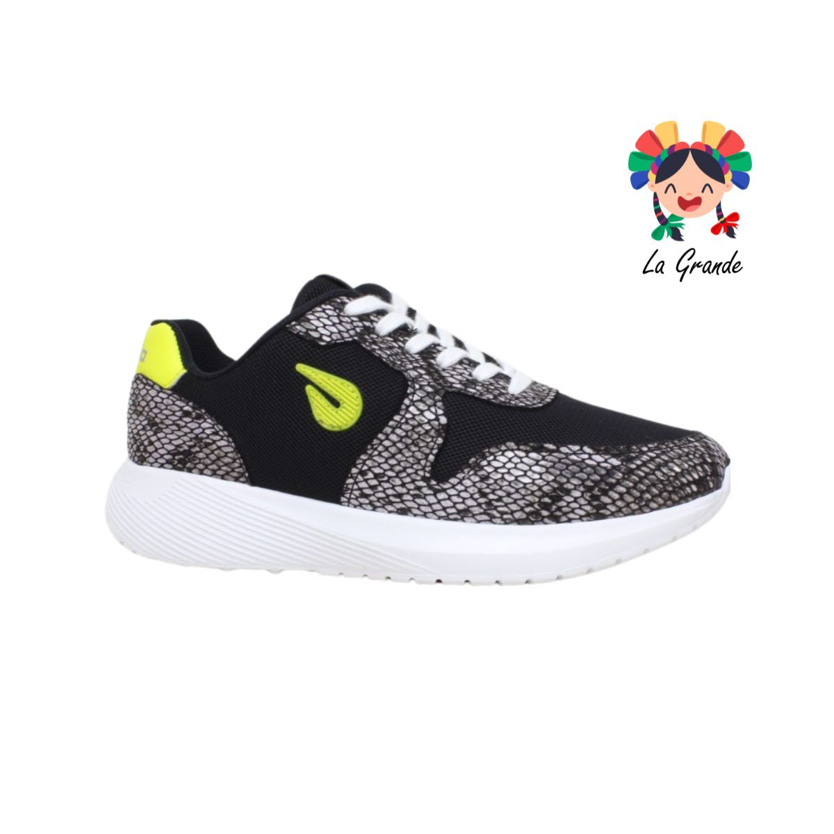 1671 DOMIINIQ Snake Negro Tenis Deportivo para Dama y Joven