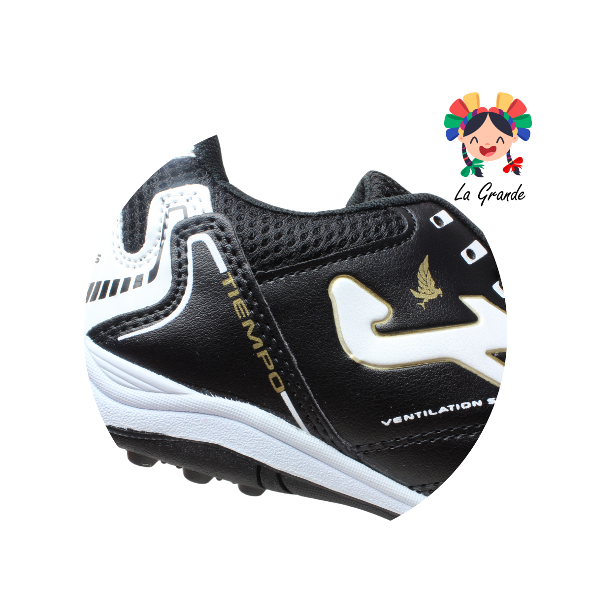 930 FRAKOS Negro Blanco Sintético Tenis de Fútbol Rápido para Joven