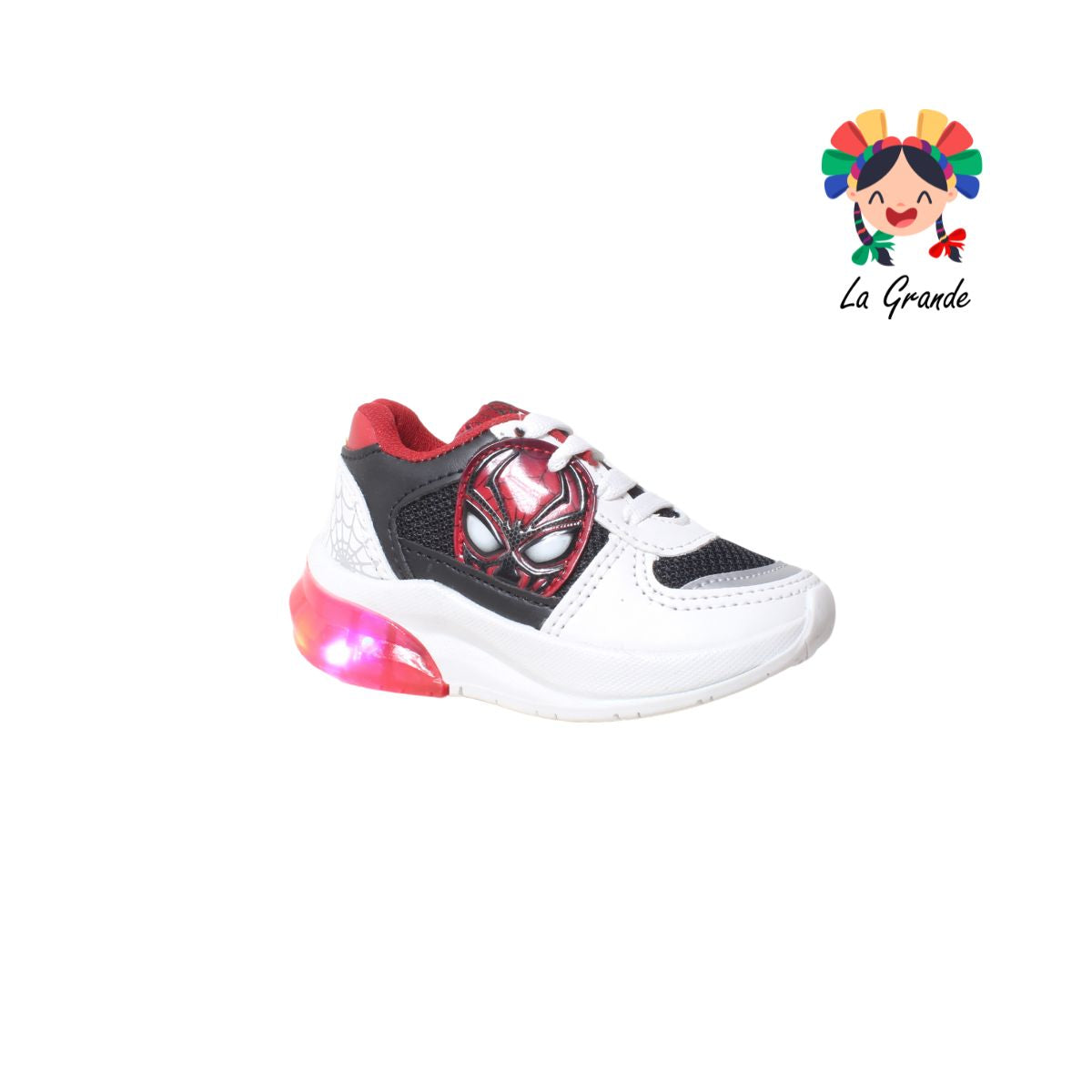 1647-F KINGS-LU Bco Ngo Rojo Tenis con Luz Led para Niño