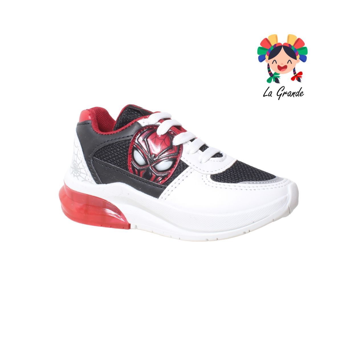 1647-F KINGS-LU Bco Ngo Rojo Tenis con Luz Led para Niño