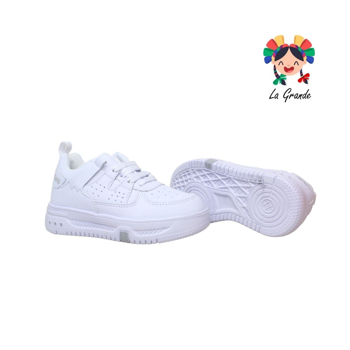 1700 ADIORA Blanco Total Sint Tenis Escolar para Niña y Niño