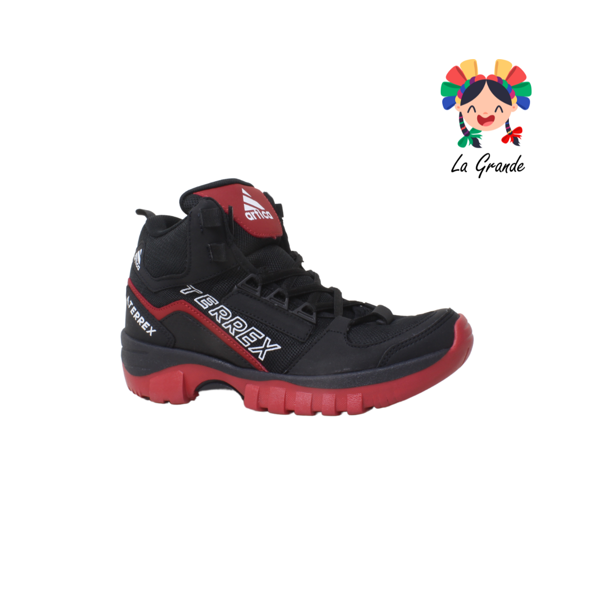 170 TERREX Negro Rojo Textil Bota de Montaña para Dama, Joven y Caballero