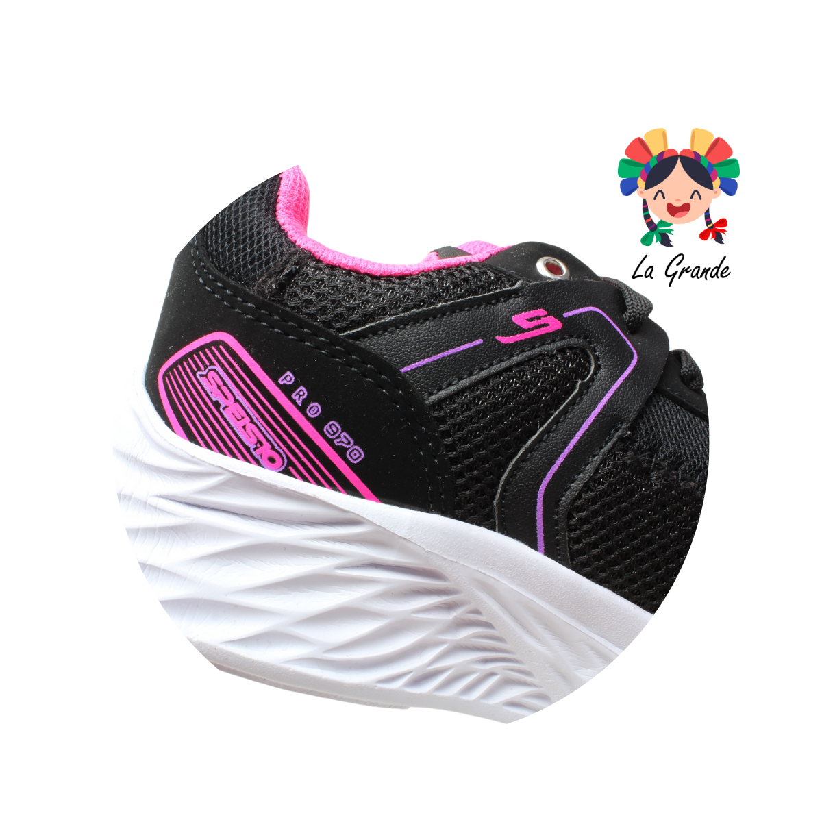 970 SPEIS10 Negro Fiusha Tenis Deportivo para Dama