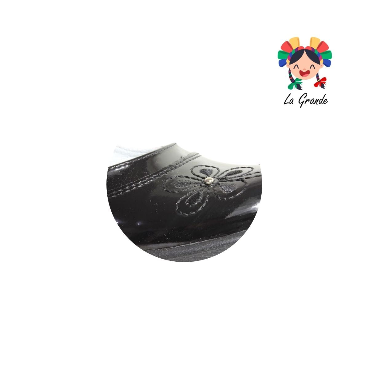 1803 LADY FLORES Negro Charol Zapato Escolar para Niña y Dama