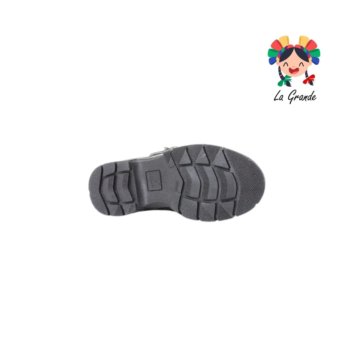 1804B LADY FLORES Negro Sint Nobuck Zapato Escolar para Niña