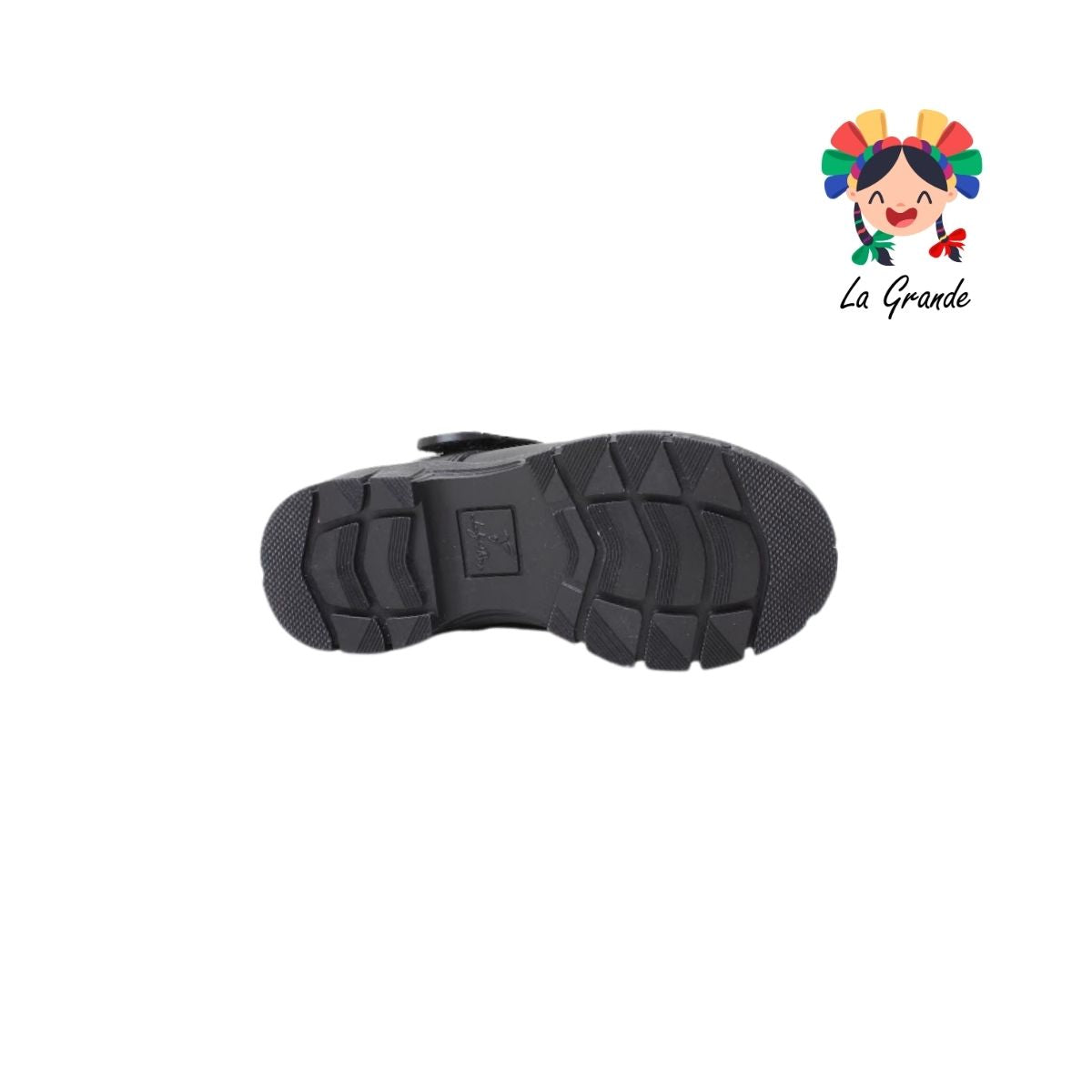 1807 LADY FLORES Negro Sintético Zapato Escolar para Niña y Dama