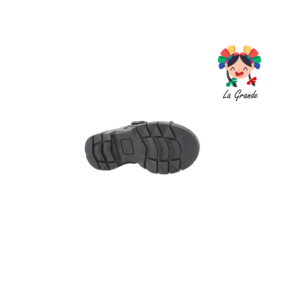 1809B LADY FLORES Negro Sintético Nobuck Zapato Escolar para Niña